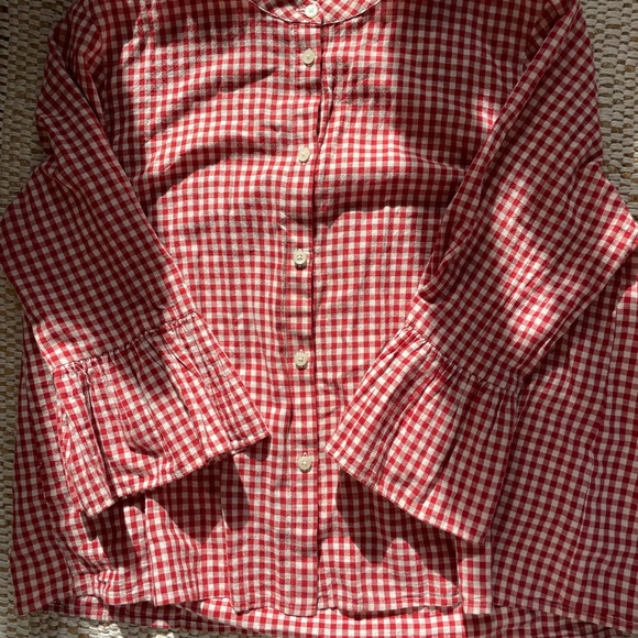 Madewell cotton and linen blend red and white gingham top! - Picture 2 of 5